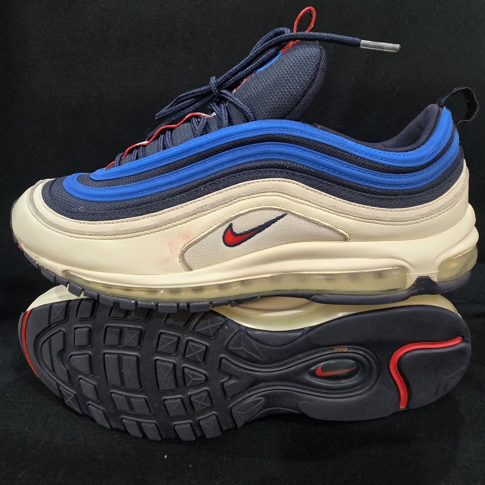 Nike Air Max 97 NSW Blue and Beige with Red Accents
